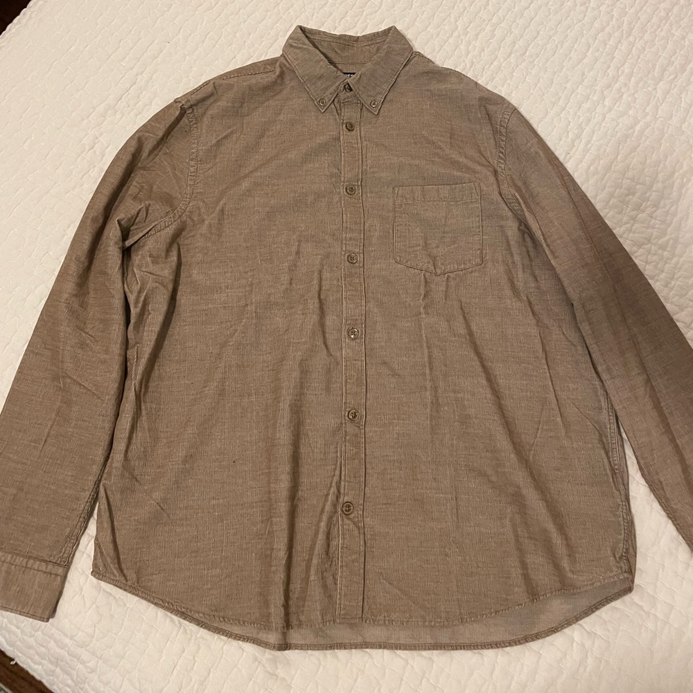 Express Tan button up XL